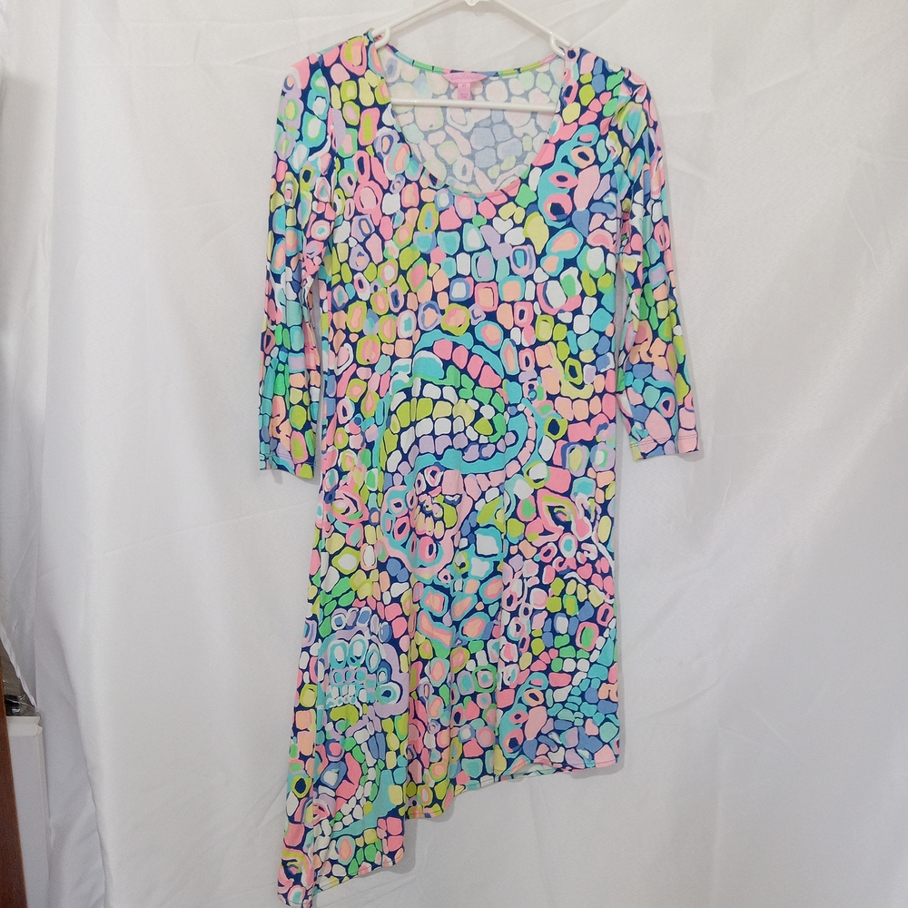Lilly Pulitzer Ariana Gypsy Jungle Swing Dress XS Neon Pastel Geometric Artsy - Picture 2 of 11